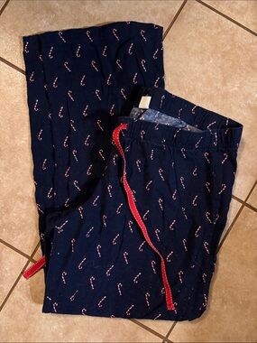 Old Navy Navy Pajama Pants with Red and White Candy Cane Print